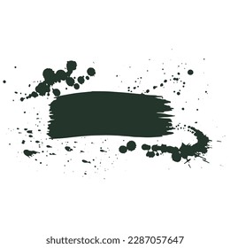 Brush stroke with ink drops. Grunge background. Vector illustration