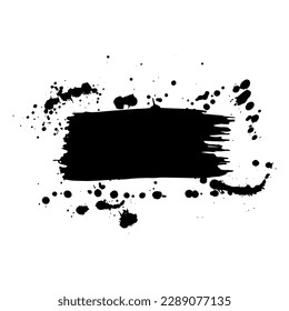 Toco de pincel con gotas de tinta. Borde de fondo. Ilustración del vector