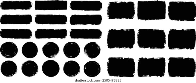 Brush stroke, ink paint brush, grunge lines. Set of grunge circle brush. Grunge banner collection. Vector- EPS 10.