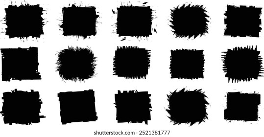 Traçado do pincel grunge do retângulo. Traçado do pincel, pincel de tinta, linhas grunge.