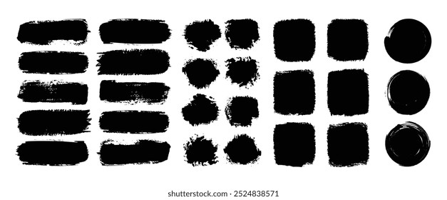 Brush stroke, ink paint brush, grunge lines. Set of grunge circle brush. Grunge banner collection. Vector- EPS 10.