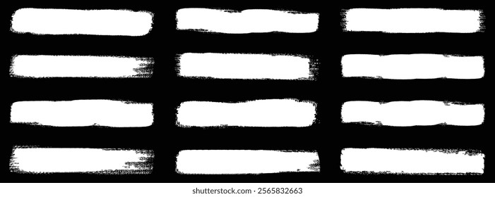 Brush stroke, ink paint brush, grunge lines. Set of rectrangle shape brush strokes. Set of grunge circle brush. Grunge banner collection. Vector- EPS 10.