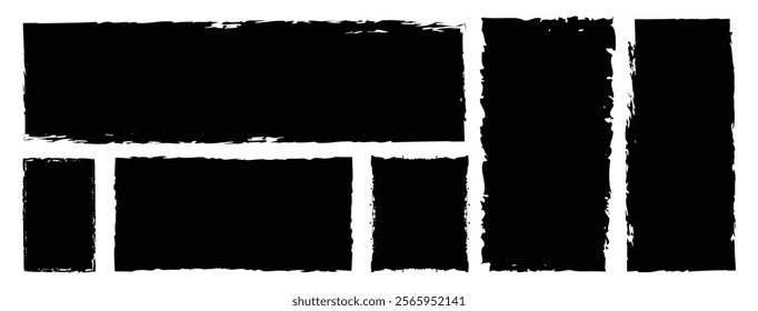 Brush stroke, ink paint brush, grunge lines. Set of grunge rectangle brush. Grunge banner collection. Vector- EPS 10.