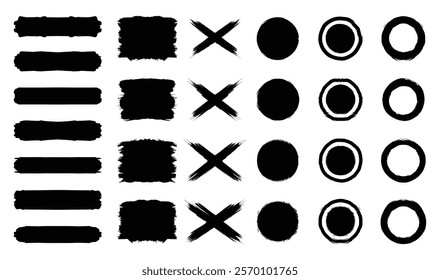 Brush stroke, ink paint brush, grunge lines. Set of grunge circle brush. Grunge banner collection. Abstract drawing. Vector- EPS 10.