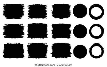 Brush stroke, ink paint brush, grunge lines. Set of grunge circle brush. Grunge banner collection. splash or creative shape for social media. Abstract drawing. Vector- EPS 10.
