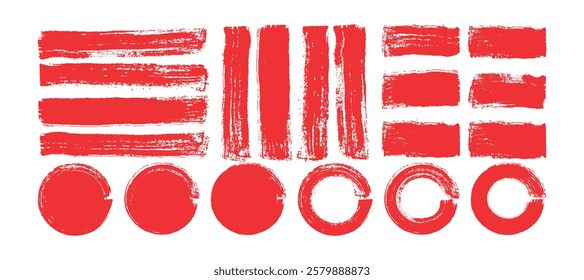 Brush stroke, ink paint brush, grunge lines. Set of grunge circle brush. Grunge banner collection. Vector- EPS 10.