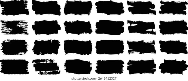 Brush stroke, ink paint brush, grunge lines. Set of grunge circle brush. Grunge banner collection. Vector- EPS 10