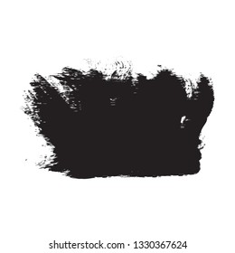 Brush stroke isolated on white background. Trendy brush stroke for black ink paint, grunge backdrop, dirt banner, watercolor design and dirty texture. Creative art concept, vector illustration
