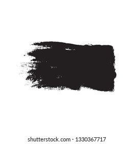Brush stroke isolated on white background. Trendy brush stroke for black ink paint, grunge backdrop, dirt banner, watercolor design and dirty texture. Creative art concept, vector illustration