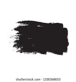 Brush stroke isolated on white background. Trendy brush stroke for black ink paint, grunge backdrop, dirt banner, watercolor design and dirty texture. Creative art concept, vector illustration