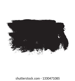 Brush stroke isolated on white background. Trendy brush stroke for black ink paint, grunge backdrop, dirt banner, watercolor design and dirty texture. Creative art concept, vector illustration