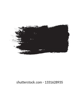 Brush stroke isolated on white background. Trendy brush stroke for black ink paint, grunge backdrop, dirt banner, watercolor design and dirty texture. Creative art concept, vector illustration