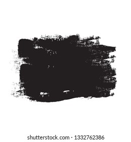 Brush stroke isolated on white background. Trendy brush stroke for black ink paint, grunge backdrop, dirt banner, watercolor design and dirty texture. Creative art concept, vector illustration