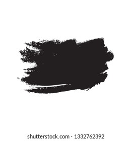 Brush stroke isolated on white background. Trendy brush stroke for black ink paint, grunge backdrop, dirt banner, watercolor design and dirty texture. Creative art concept, vector illustration