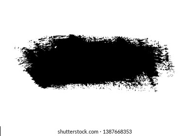Brush stroke isolated on white background. Black paint brush. Grunge texture stroke line. Art ink dirty design. Border for artistic shape, paintbrush element. Brushstroke graphic Vector illustration