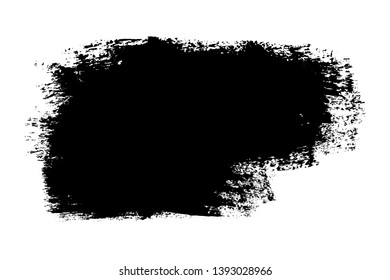 Brush stroke isolated on white background. Black paint brush. Grunge texture stroke line. Art ink dirty design. Border for artistic shape, paintbrush element. Brushstroke graphic Vector illustration