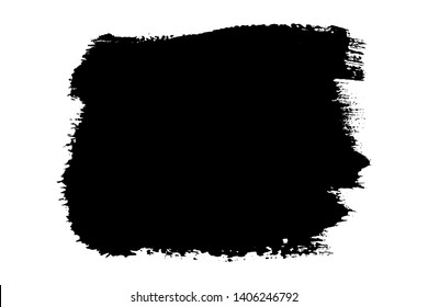 Brush stroke isolated on white background. Black paint brush. Grunge texture stroke line. Art ink dirty design. Border for artistic shape, paintbrush element. Brushstroke graphic Vector illustration