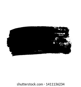 Brush stroke isolated on white background. Black paint brush. Grunge texture stroke line. Art ink dirty design. Border for artistic shape, paintbrush element. Brushstroke graphic Vector illustration