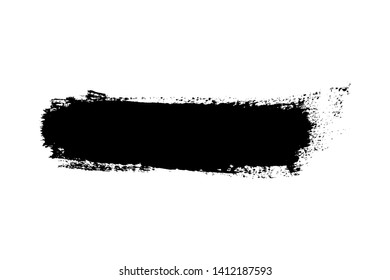 Brush stroke isolated on white background. Black paint brush. Grunge texture stroke line. Art ink dirty design. Border for artistic shape, paintbrush element. Brushstroke graphic Vector illustration