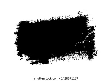 Brush stroke isolated on white background. Black paint brush. Grunge texture stroke line. Art ink dirty design. Border for artistic shape, paintbrush element. Brushstroke graphic Vector illustration
