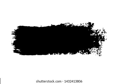 Brush stroke isolated on white background. Black paint brush. Grunge texture stroke line. Art ink dirty design. Border for artistic shape, paintbrush element. Brushstroke graphic Vector illustration