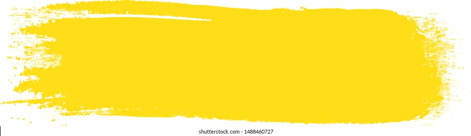 Brush stroke isolated on white background. Brush stroke for yellow ink paint, grunge backdrop, dirt banner, watercolor design and dirty texture. Creative art concept, vector illustration