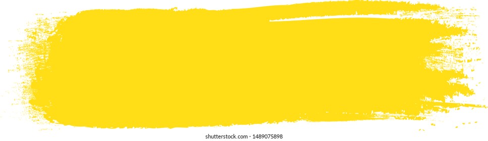 Brush stroke isolated on white background. Brush stroke for yellow ink paint, grunge backdrop, dirt banner, watercolor design and dirty texture. Creative art concept, vector illustration