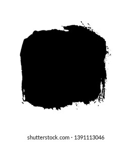 Brush stroke isolated white background. Black smudge paint brush. Grunge texture stroke line. Art ink dirty design. Border artistic shape, paintbrush element. Brushstroke graphic Vector illustration