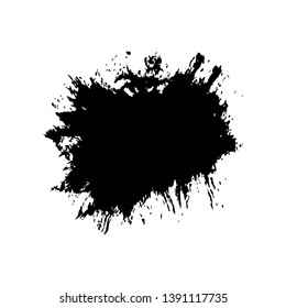 Brush stroke isolated white background. Black smudge paint brush. Grunge texture stroke line. Art ink dirty design. Border artistic shape, paintbrush element. Brushstroke graphic Vector illustration