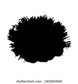 Brush stroke isolated white background. Black smudge paint brush. Grunge texture stroke line. Art ink dirty design. Border artistic shape, paintbrush element. Brushstroke graphic Vector illustration