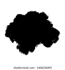 Brush stroke isolated white background. Black smudge paint brush. Grunge texture stroke line. Art ink dirty design. Border artistic shape, paintbrush element. Brushstroke graphic Vector illustration