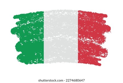 Brush stroke Italy flag.Flag of Italy in grunge style.