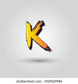 Brush Stroke K Letter Vector hand drawn paint with dry brush Logo Letter K Icon with Elegant Colorful Vector Design.