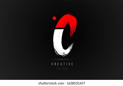 brush stroke letter C logo alphabet icon design template in white and red for business. Suitable for a company logotype design