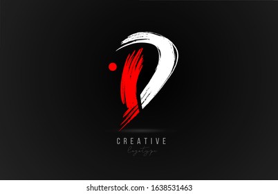 brush stroke letter D logo alphabet icon design template in white and red for business. Suitable for a company logotype design