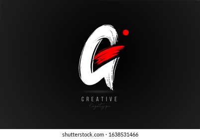 brush stroke letter G logo alphabet icon design template in white and red for business. Suitable for a company logotype design