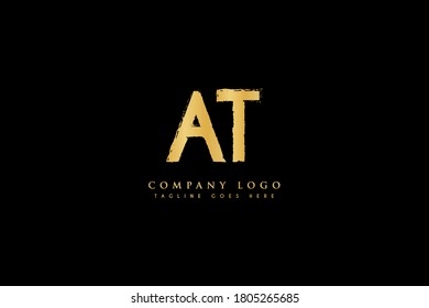 AT Brush Stroke Letter Logo Design. Vektor-Geschäftsbriefe AT Logo Icon Design.