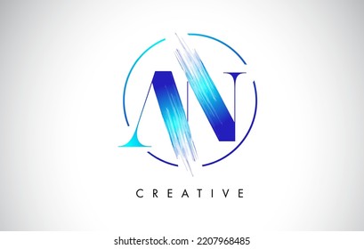 Diseño del logotipo de la carta de pincel. Icono del logotipo de pintura azul con diseño de vectores de círculo elegante.