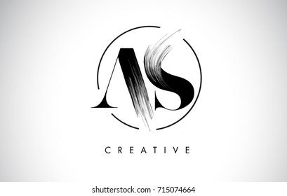 AS Brush Stroke Letter Logo Design. Black Paint Logo Leters Icon with Elegant Circle Vector Design.