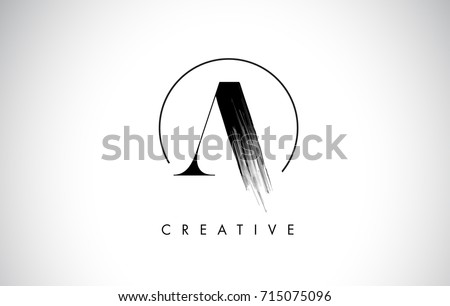 A Brush Stroke Letter Logo Design. Black Paint Logo Leters Icon with Elegant Circle Vector Design.