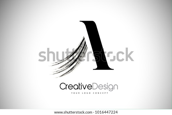 Logo Design Eines Pinselstrichs Druckbuchstaben Schwarz Paint Logo Buchstaben Stock Vektorgrafik Lizenzfrei