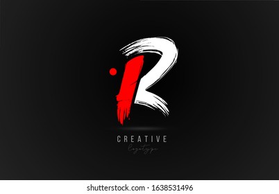 brush stroke letter R logo alphabet icon design template in white and red for business. Suitable for a company logotype design