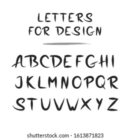 Brush stroke letters for design. Grunge paint alphabet. Distressed japanese lettering. Vector isolated paintbrush font.