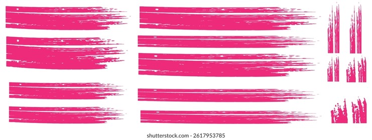 Brush stroke lines of black marker highlighter with ink texture. Vector abstract paint ink stroke lines or underlines on white background