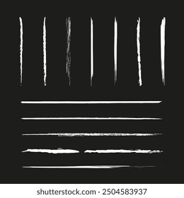 Brush stroke lines. Black and white vector. Abstract paint design. Grunge texture elements.