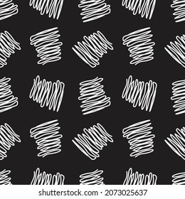 Brush stroke lines seamless vector pattern in black and white. Decorative texture for print, packaging, wrapping. Isolated repetitive tiles.
