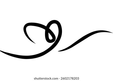 Brush stroke made into love shape. Heart shaped from brush. Continuous line