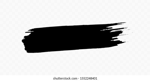 Brush stroke makeup swatch isolated on transparent background. Vector black ink brushstroke pattern. Grunge blot, smudge element or brush paint texture.
