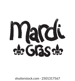 Brush Stroke Mardi Gras Hand Lettering Vector Design.