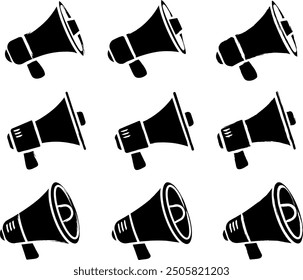Brush Stroke Megaphone Icon Set Illustration